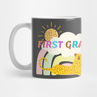 first grade leopard rainbow Team Mug